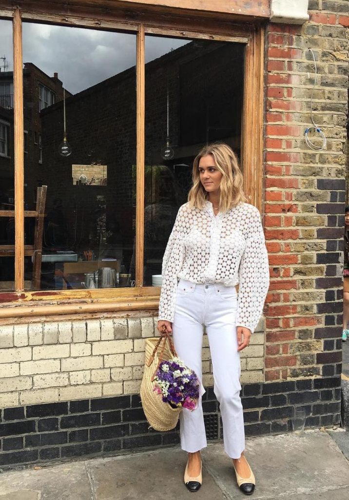 Chanel Flats White Jeans Outfits Ideas Anne Laure Mais