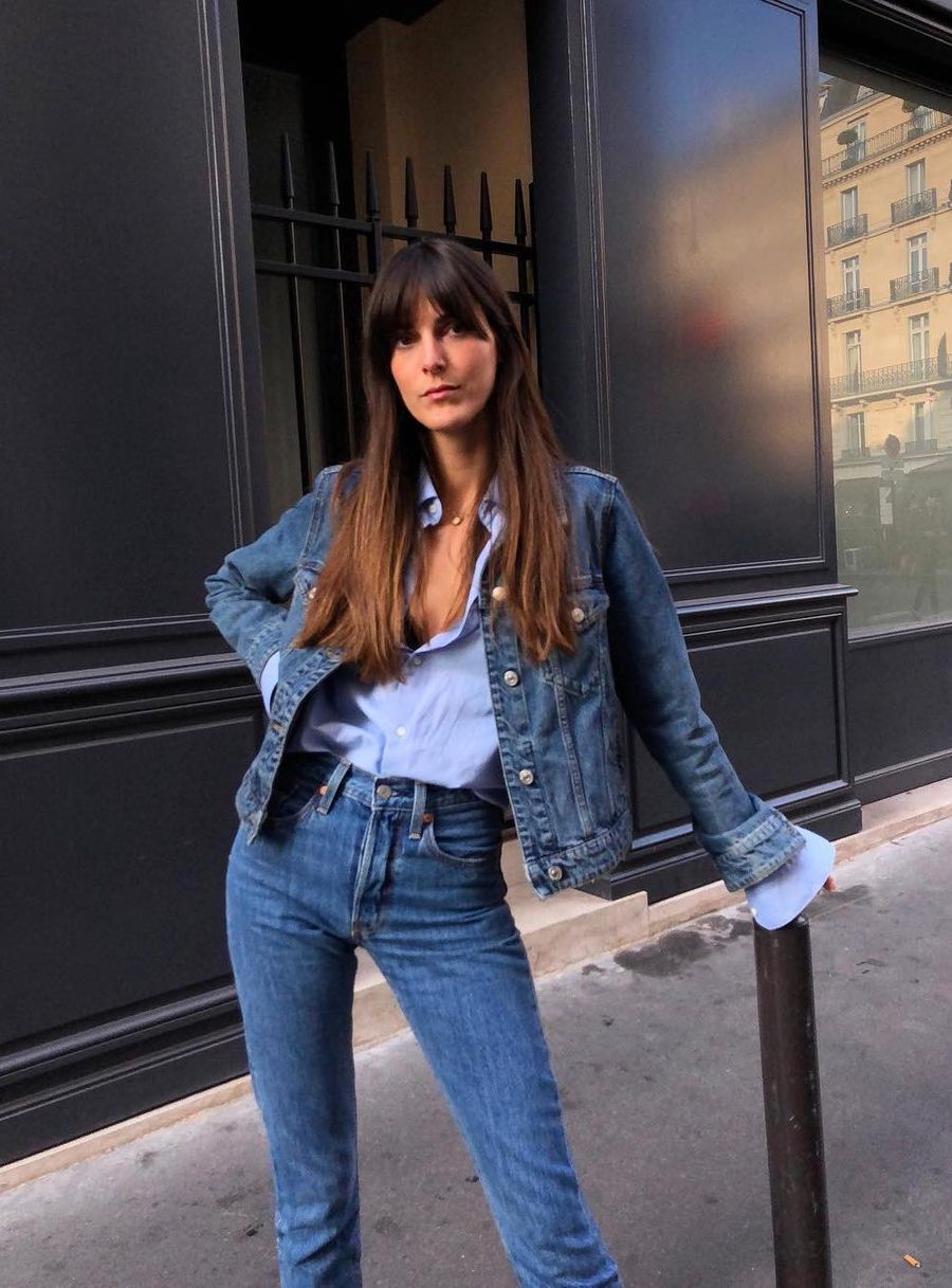 All-Jean outfit with jean jacket Leia Sfez French Girl Spring outfit ideas