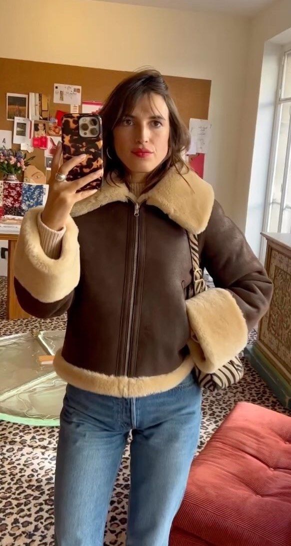 Shearling hot sale coat outfit