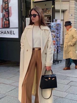 French winter style beige coat leasy_inparis