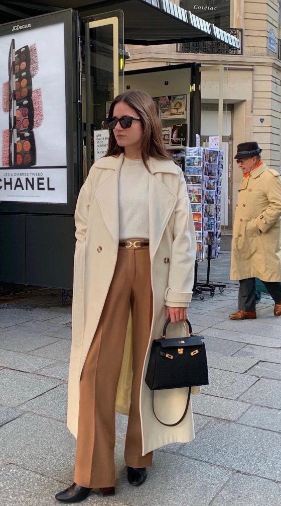 French winter style beige coat leasy_inparis