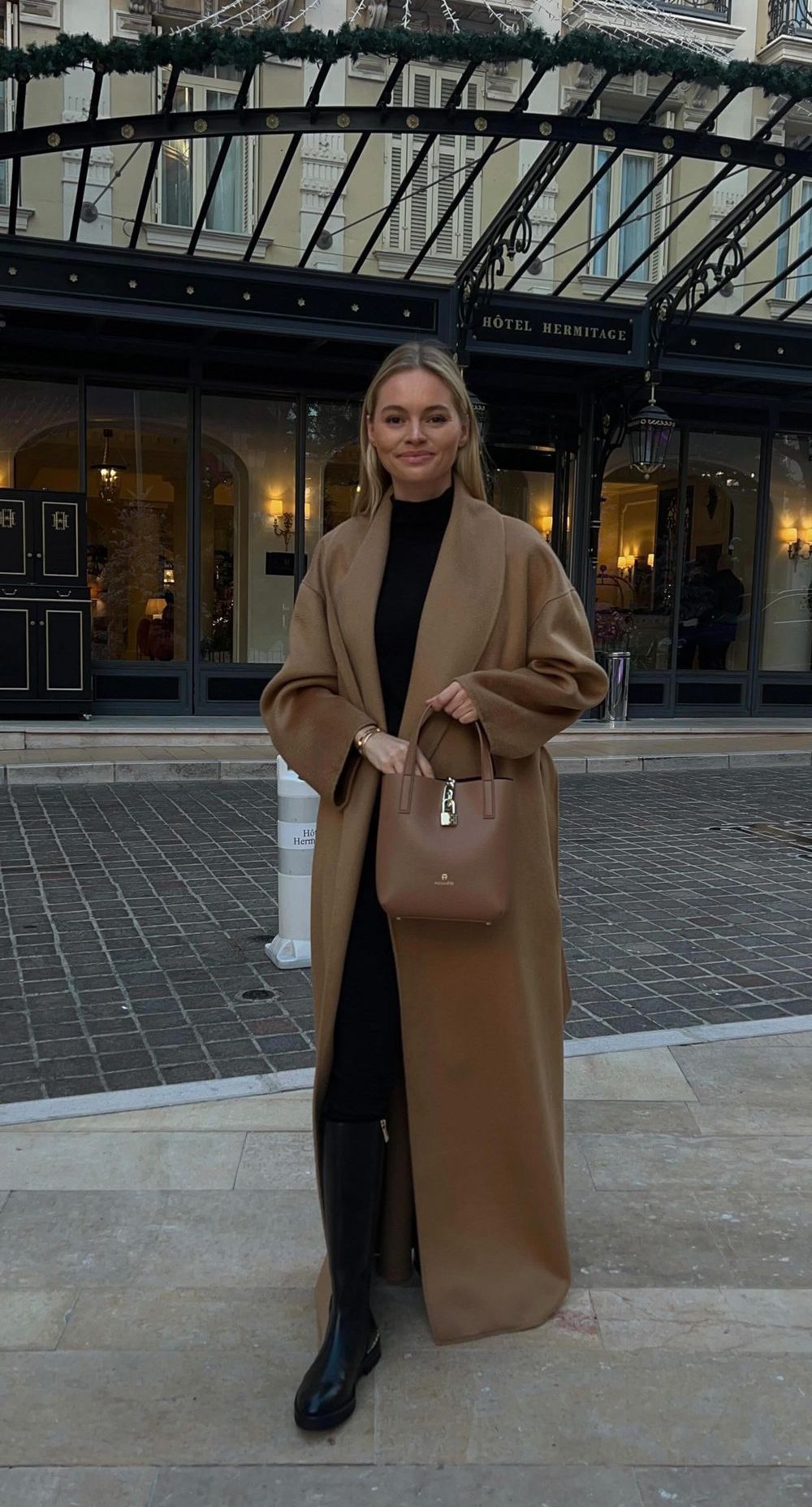 French Winter outfits Camel Wool Coat clairerose