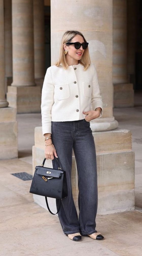 French Hermes kelly bag outfit