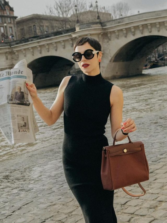 French Girl Long Sleeve Mini Dress Black
