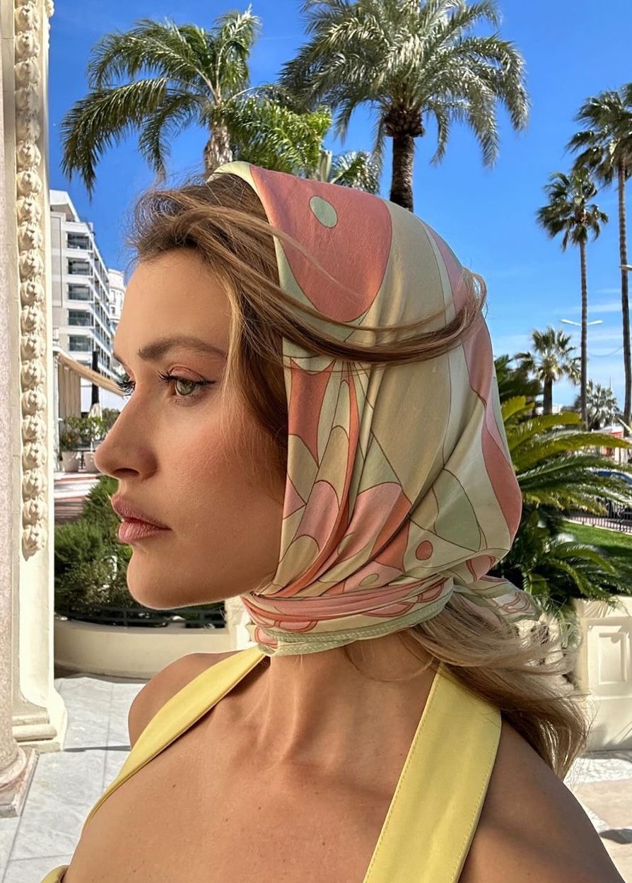 French Scarf as head wrap