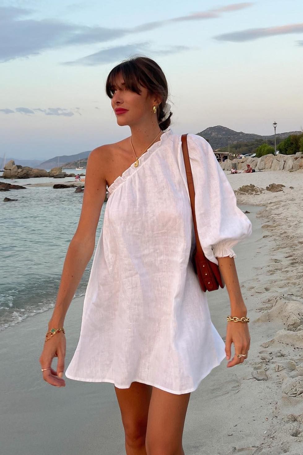 French White dress linen outfit juliesfi