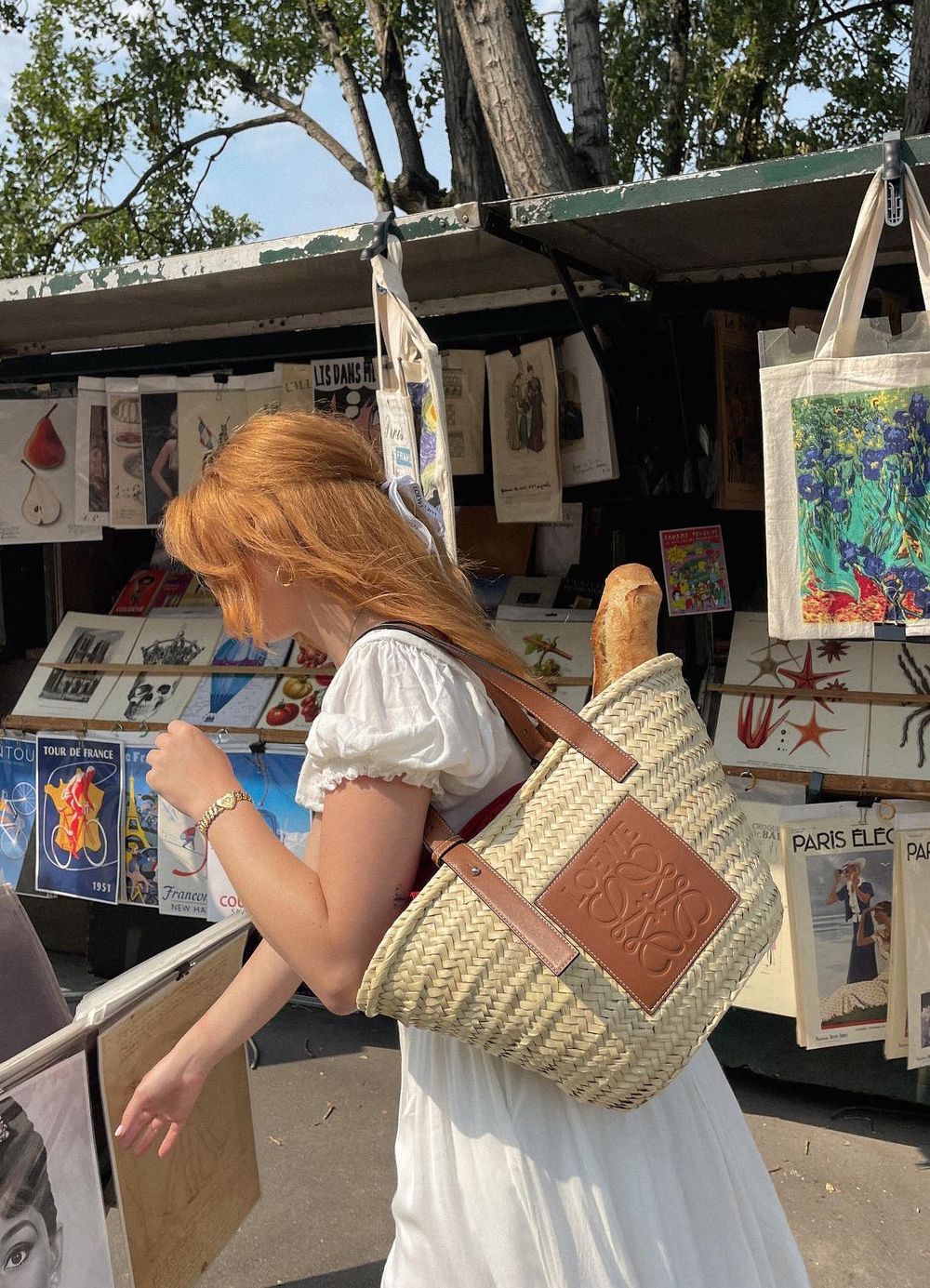 French girl Straw tote basket bag outfit roanmclean