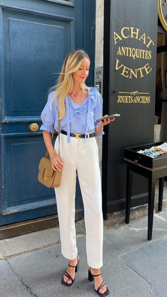 French girl White pants outfits jeanne_andreaa