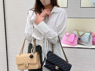 Beige vs black chanel flap bag