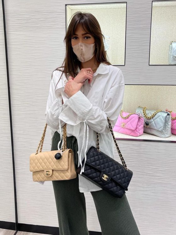 Beige vs black chanel flap bag