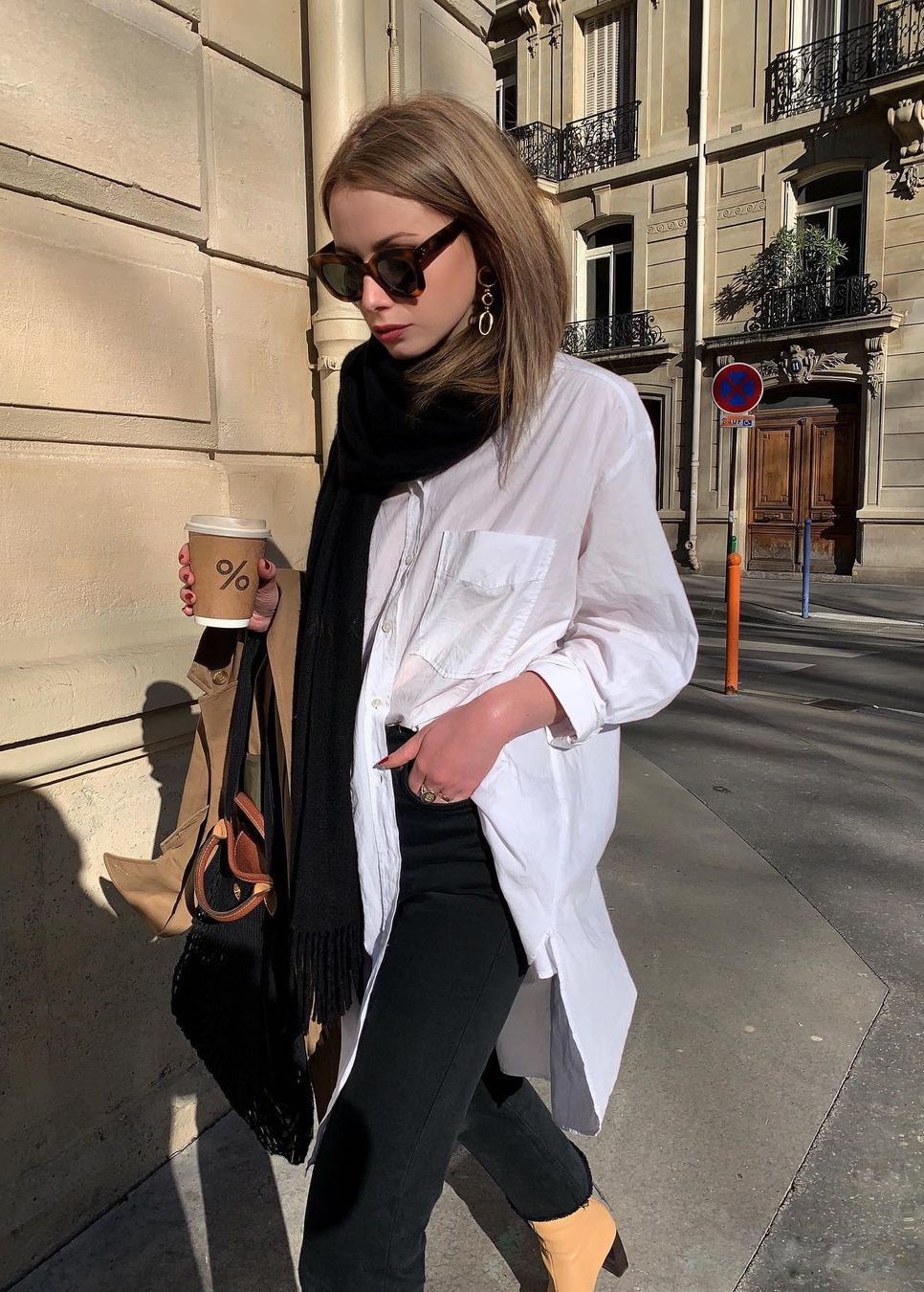 Longchamp filet bag outfit Paris 