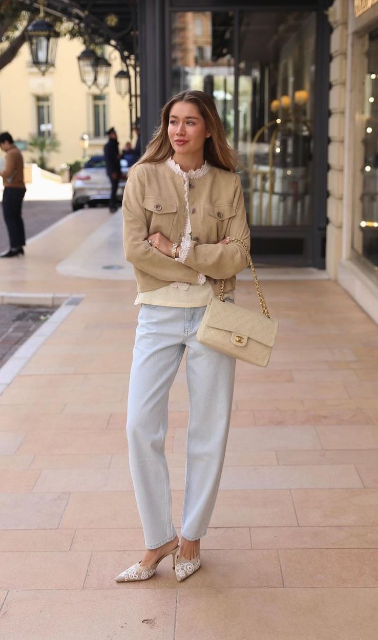 Chanel beige flap bag outfits lovisabarkman