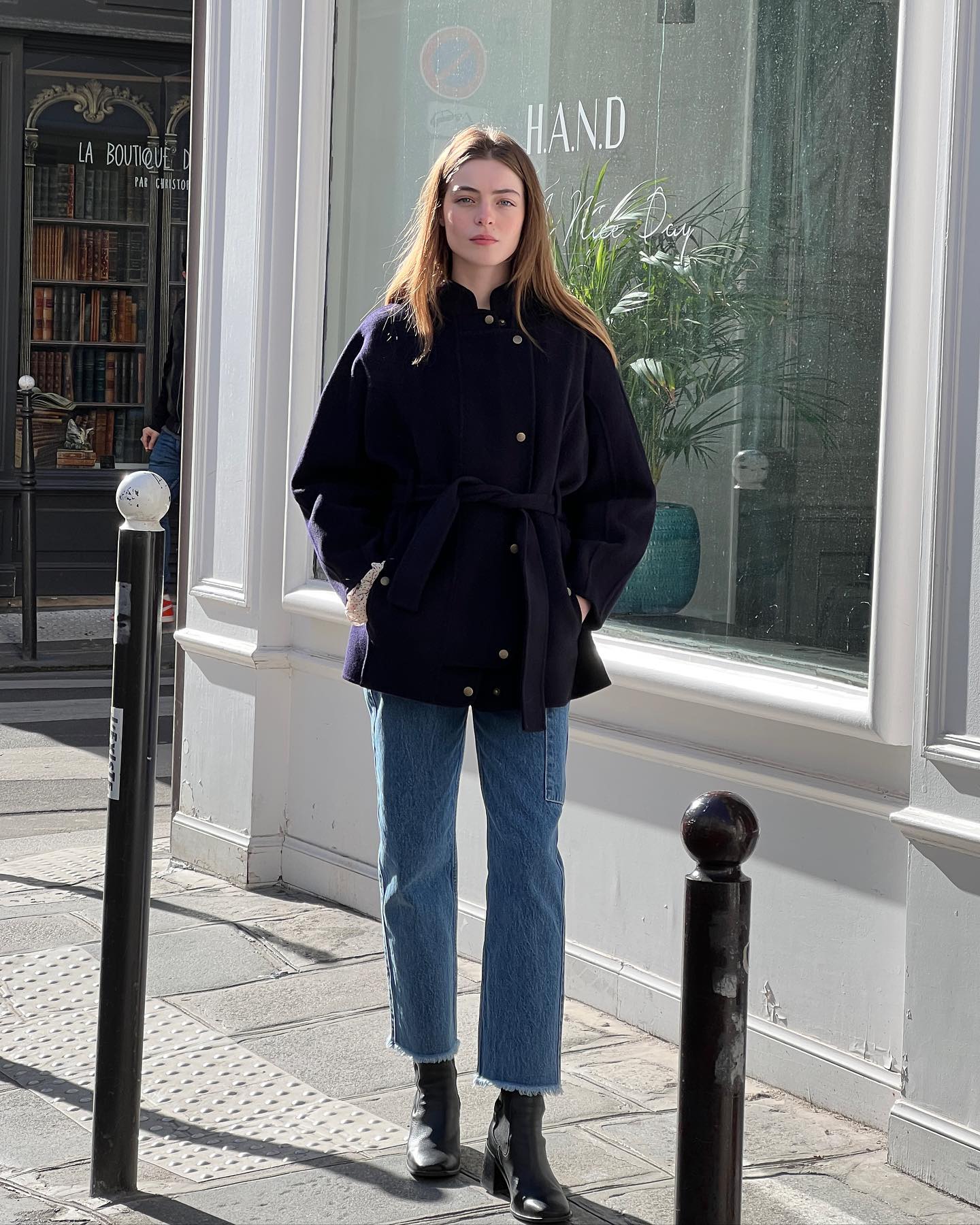 French Navy coat black boots camille_pidoux
