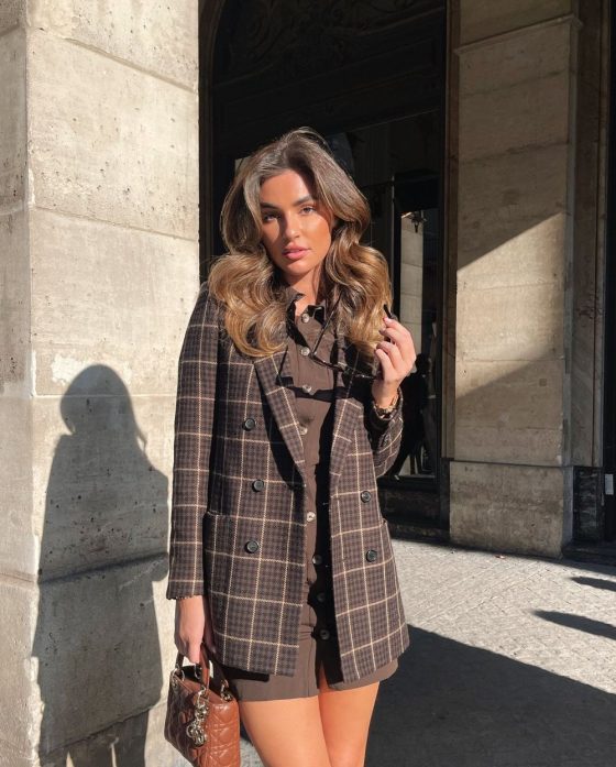 French Blazer outfits plaid fall cyrielleverstuyft