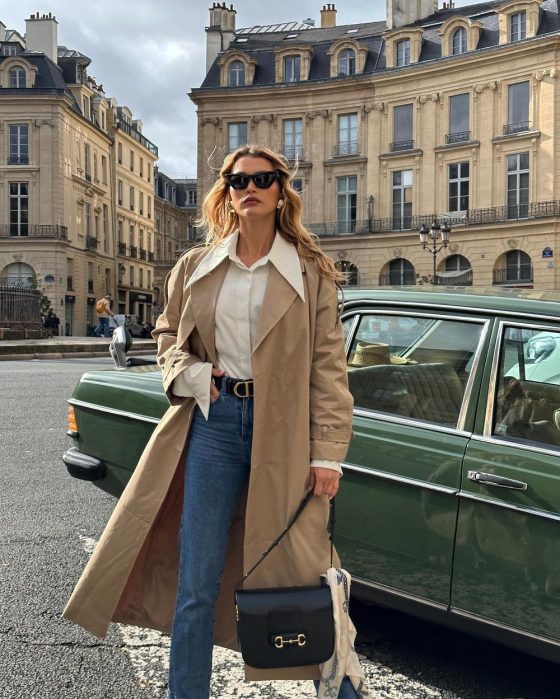 French girl Trench coat outfits chloelecareux