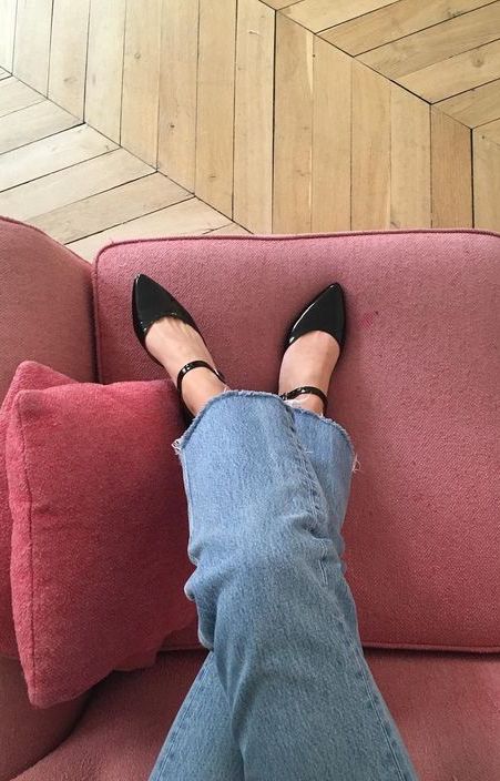 Ankle strap heels black patent leather annelauremais