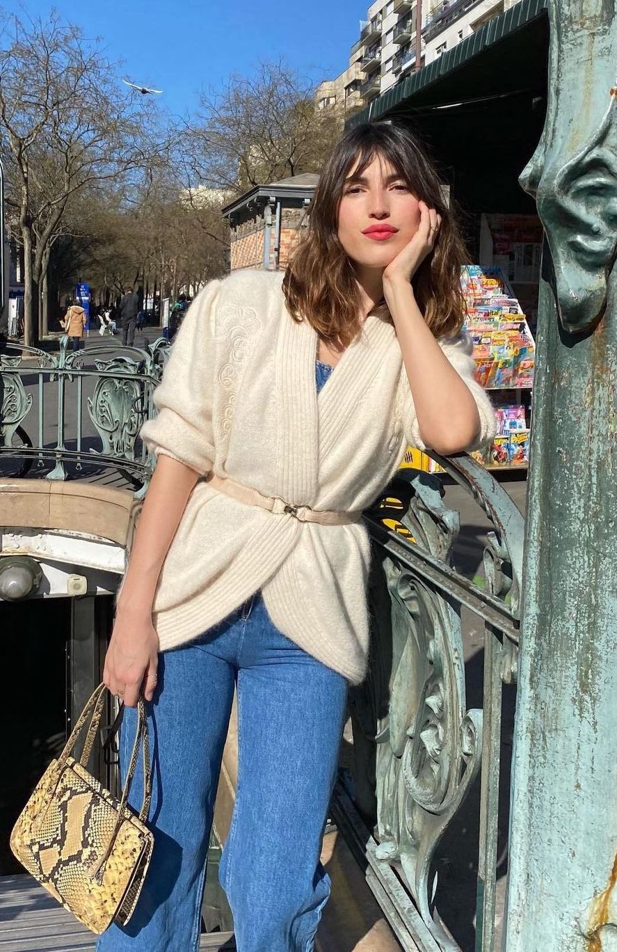 French Belt styling cardigan waist jeannedamas